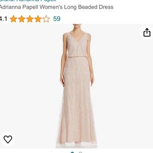 Adrianna Pappel shade of pink long beaded dress 6P new with tags. Color=shell